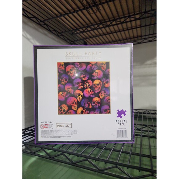 Halloween Puzzle Skull Party 500 Piece Purple Orange Spooky Jigsaw Hobby Decor - Picture 3 of 6